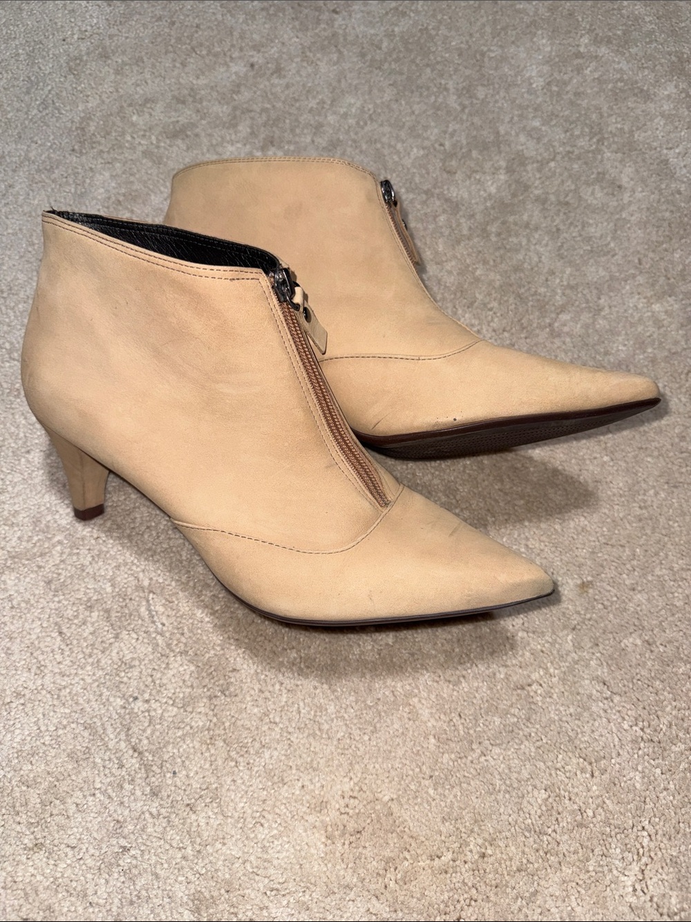 Marc Joseph Pointed-Toe Ankle Booties with Front Zip